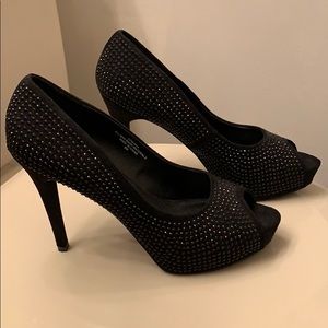 Black Open Toe Heels by Guess